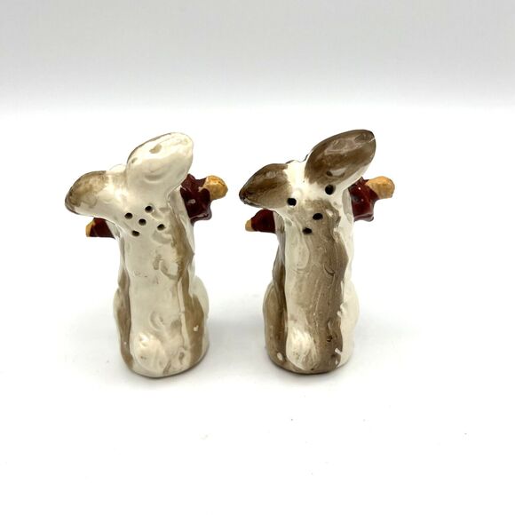 Scottie Terrier Dogs w/ Umbrella Salt & Pepper Shaker Set Japan Vintage 2.75" - Picture 4 of 10